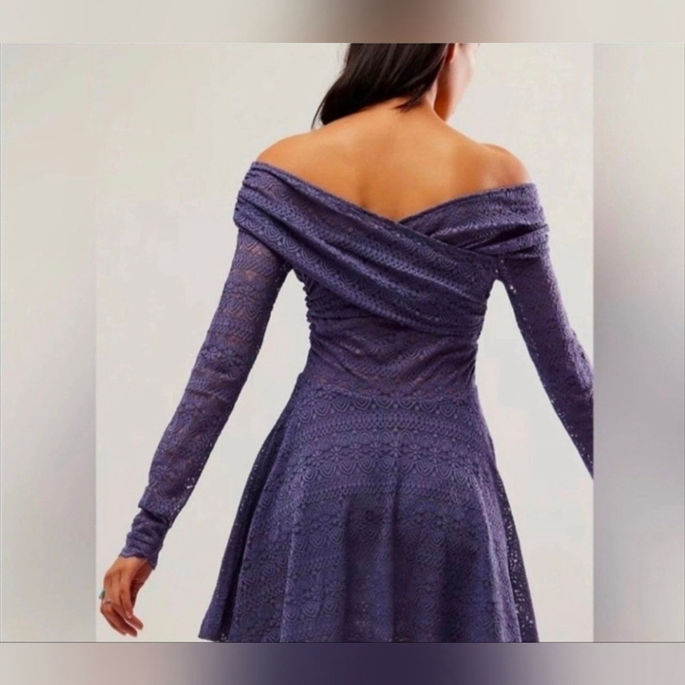 Free People Violet Lace Off Shoulder Mini Dress - Picture 2 of 11